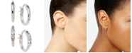 AVA NADRI 2-Pc. Set Small Polished & Crystal Hoop Earrings, 0.5"